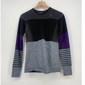 Craft Fuseknit Comfort Base Layer Top Size M Black Gray Purple Athletic